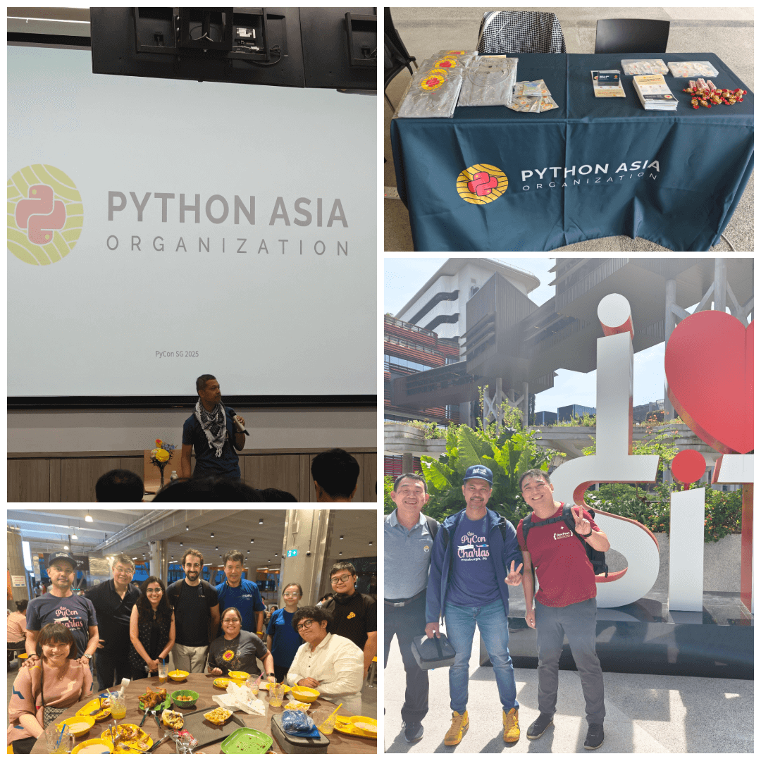 A collage of pictures taken during PyConSG 2025